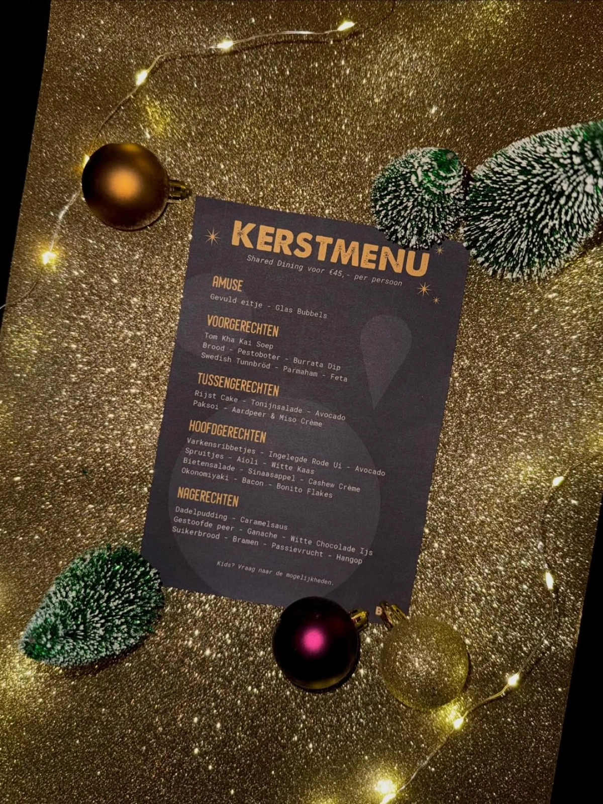 Dot Christmas menu